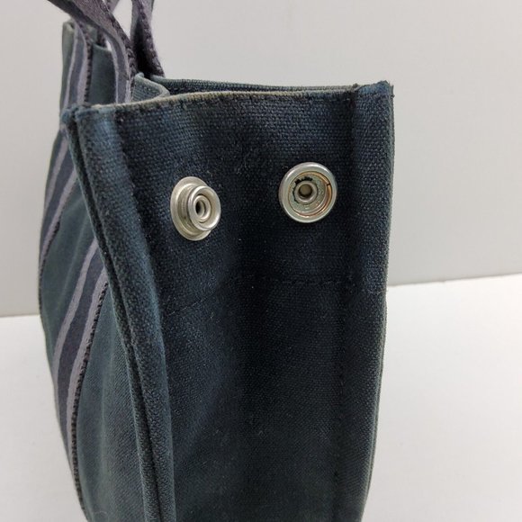 Hermes Fourre Tout Canvas Tote Bag Handbag Satchel Black Grey - Picture 6 of 15